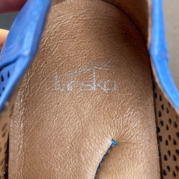 Dansko Women's Neely Perforated Leather Blue Loafers Flats Size 38,Casual - Picture 10 of 16